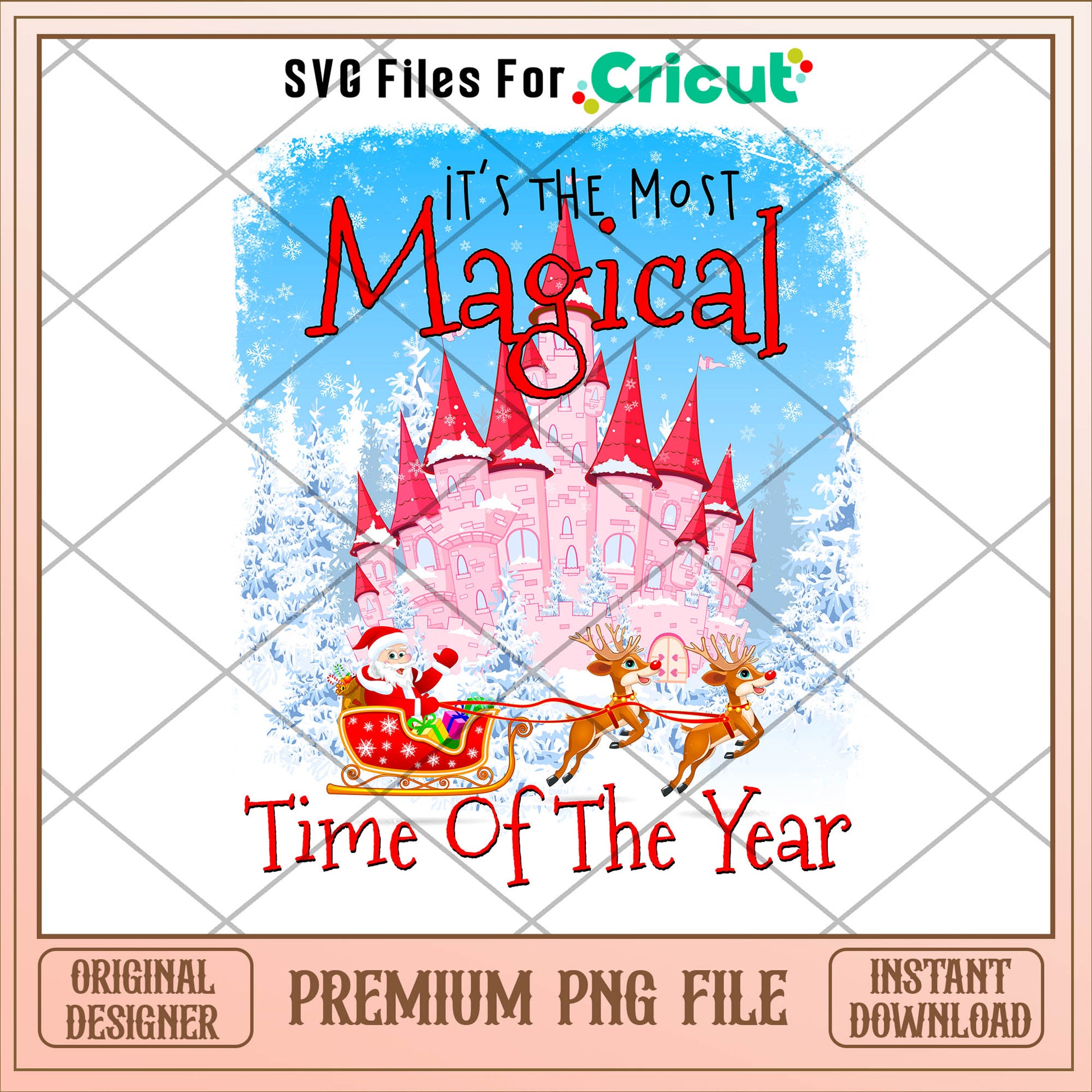 Disney casle It's the most magical time png, disney png, christmas png