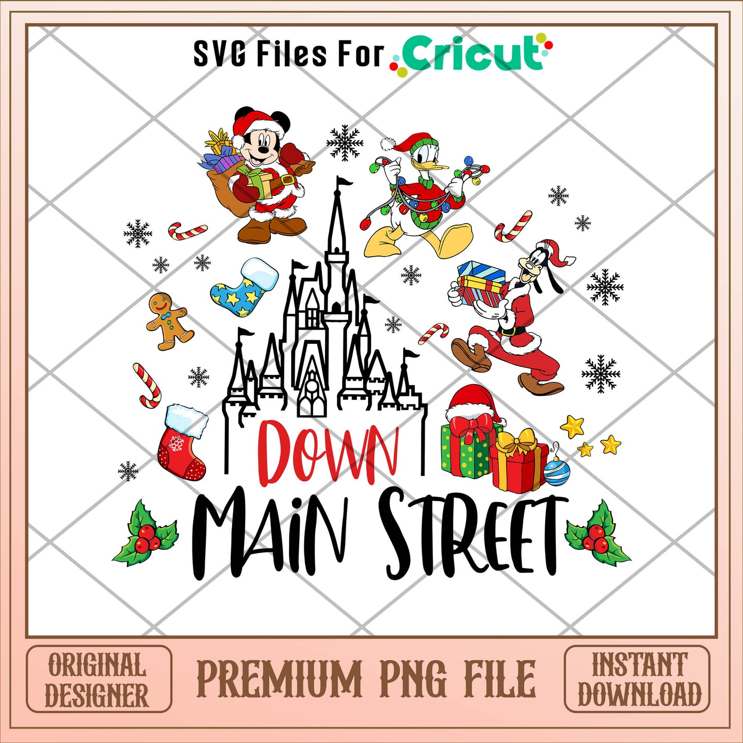 Disney casle down main street png, disney png, christmas png