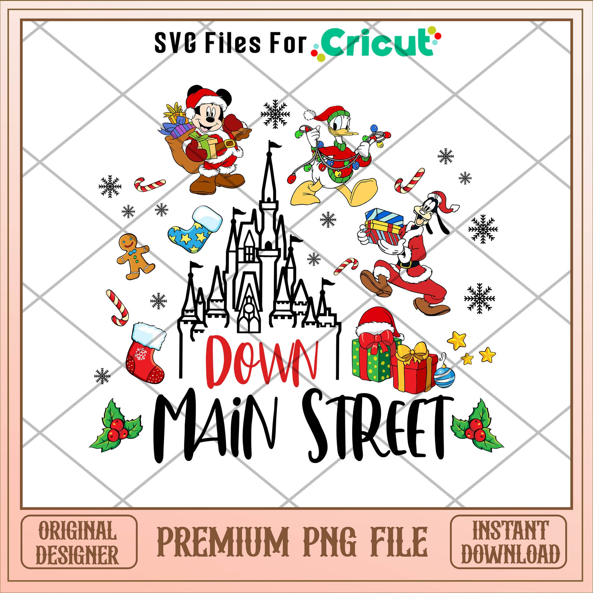 Disney casle down main street png, disney png, christmas png