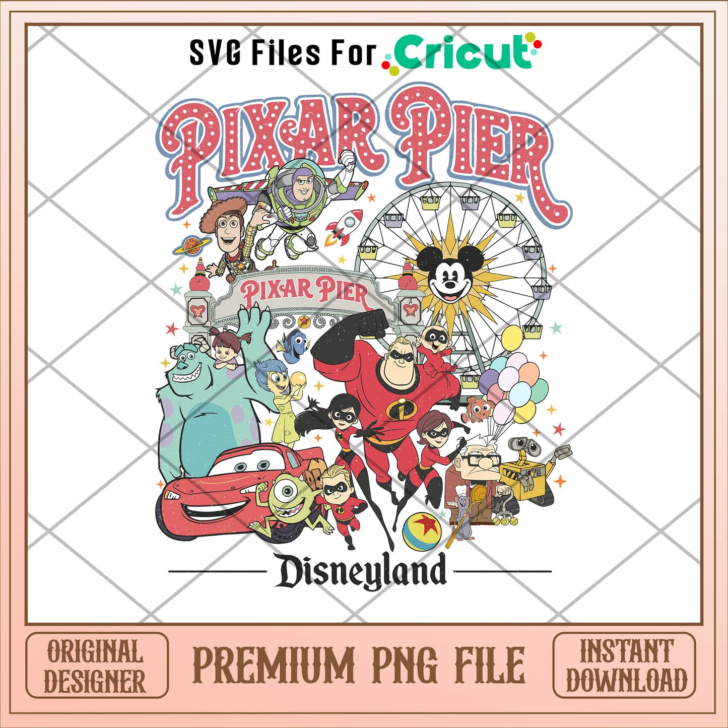 Disney characters pixar pier svg, disney svg, chrismas svg