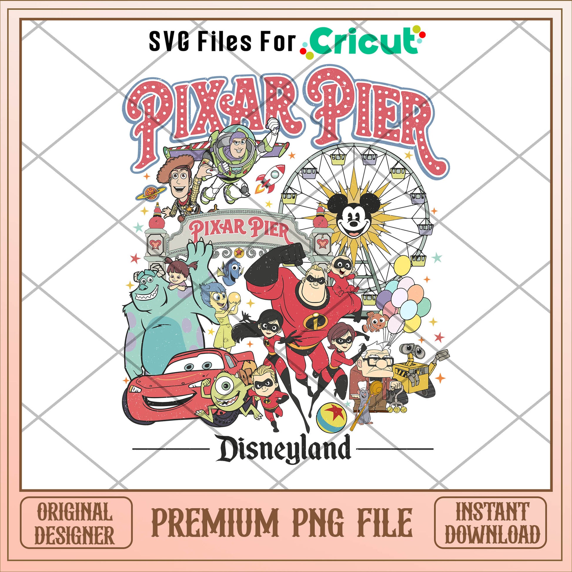 Disney characters pixar pier svg, disney svg, chrismas svg