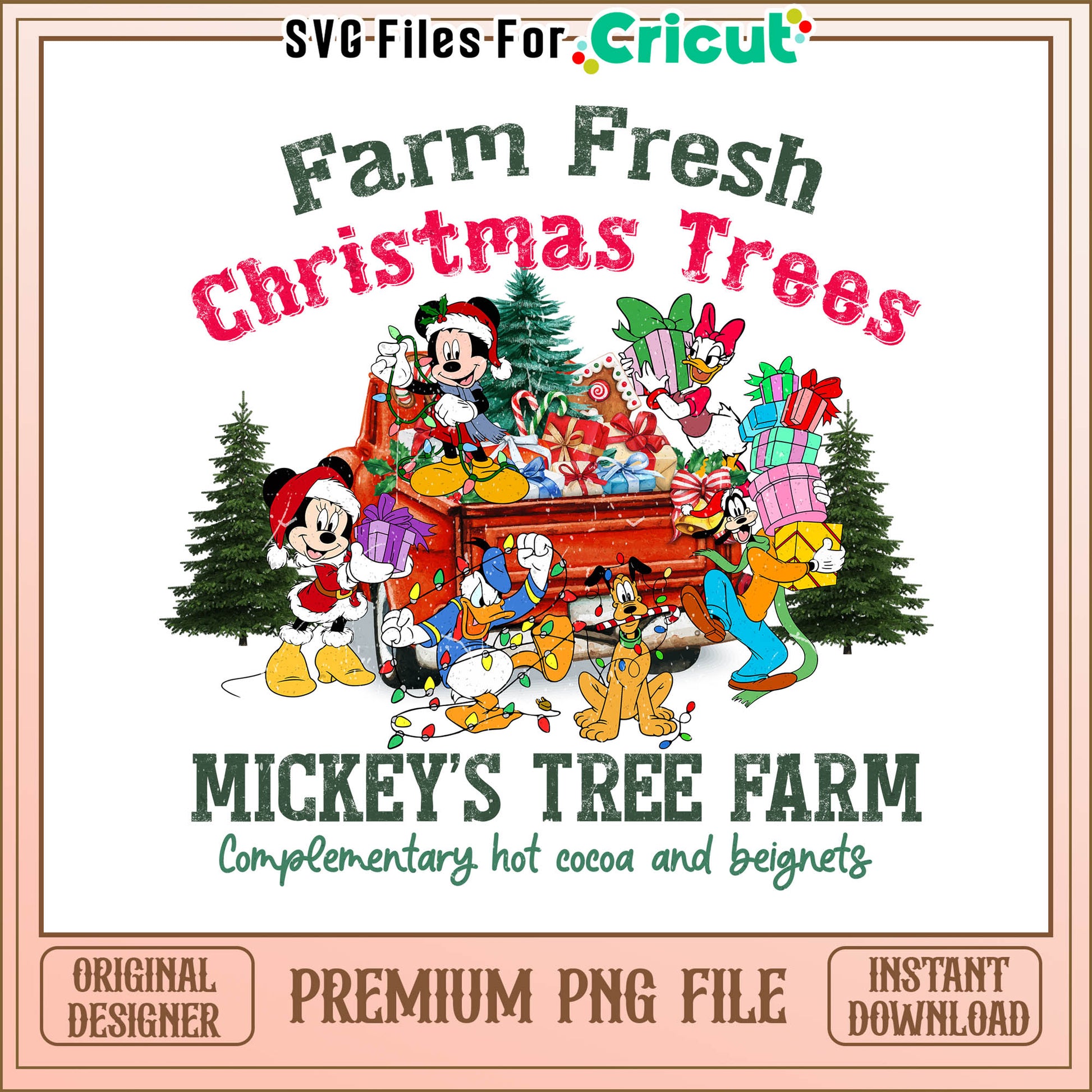 Disney farm fresh christmas trees png, mickey and friends christmas tree png
