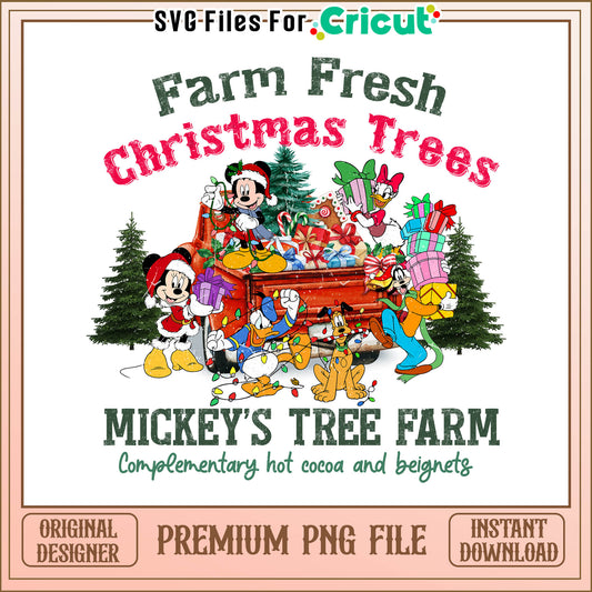 Disney farm fresh christmas trees png, mickey and friends christmas tree png