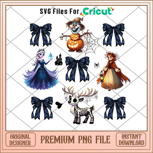 Disney frozen and blue bow png, frozen png, halloween png