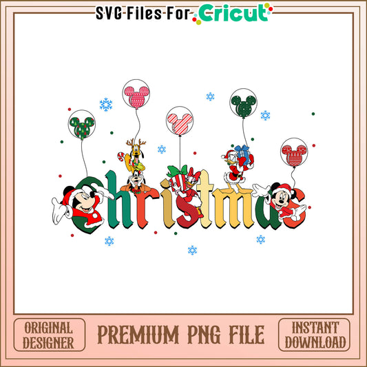 Disney funhouse balloon merry christmas png, mickey mouse balloons png