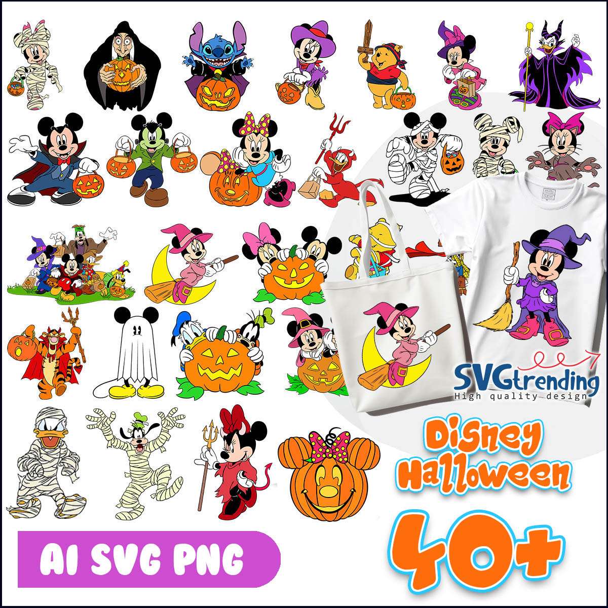 Disney Halloween friends SVG Bundle, Disney Mickey halloween bundle