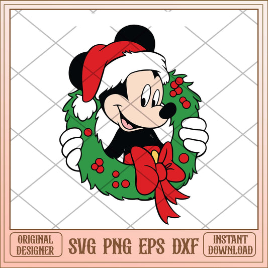 Disney mickey mouse christmas svg, Christmas garland Mickey head svg
