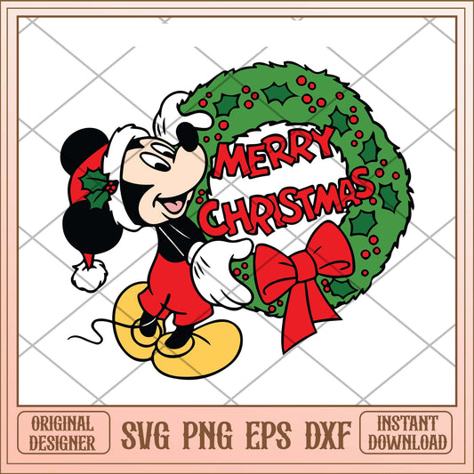 Disney mickey mouse christmas svg, Christmas garland Mickey svg bundle