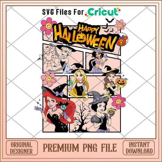 Disney princess happy halloween png, disney png, halloween png
