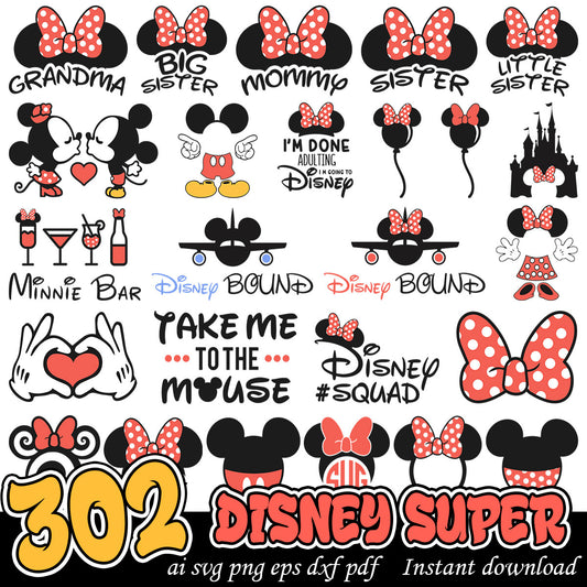 Minnie bow svg bundle, Disney cartoon Minnie bundle