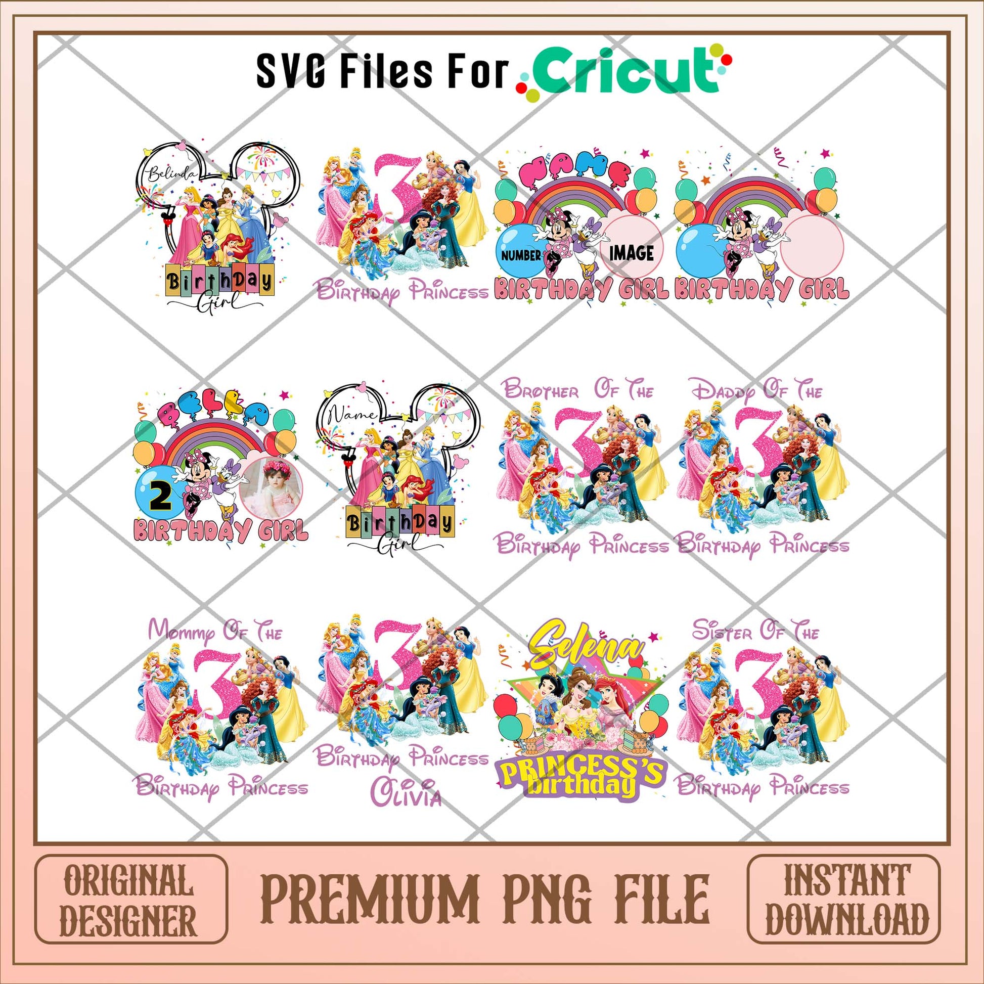 Disney birthday girl png bundle