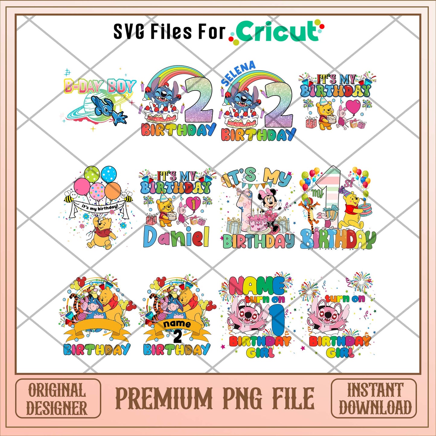 Disney birthday Stitch png bundle