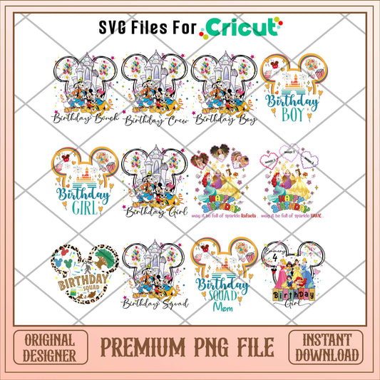 Disney birthday boy and girl png bundle