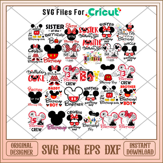 Mickey disney birthday svg bundle