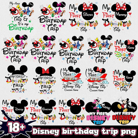 Disney birthday trip bundle png, disney happy birthday​ png