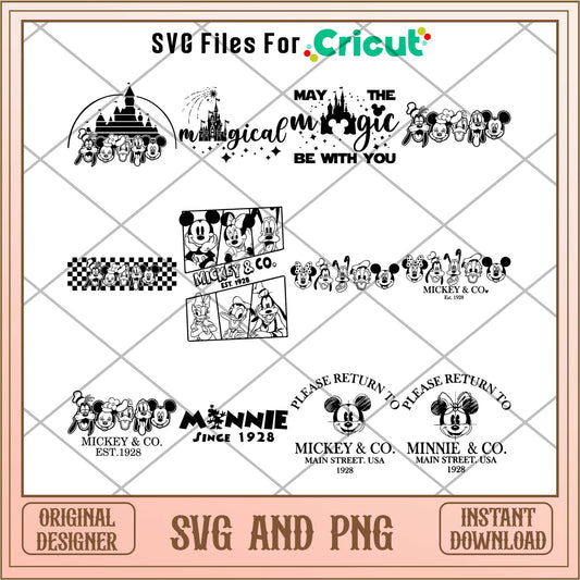 Disney black and white logo svg bundle