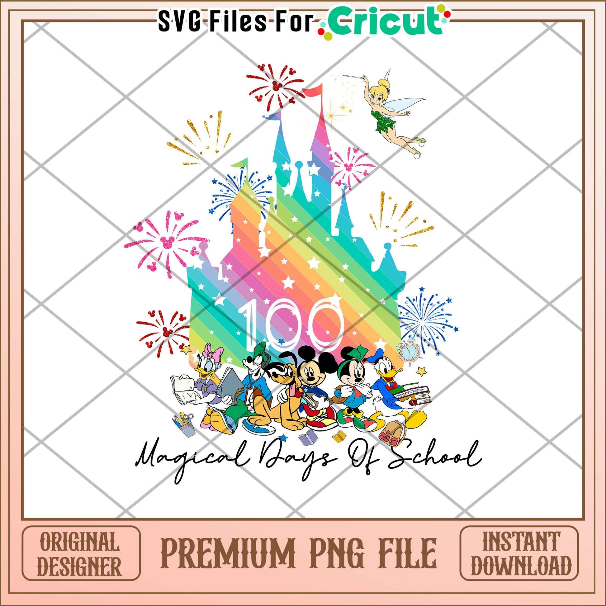 Disney cartoon 100 magical days of school png, school day png