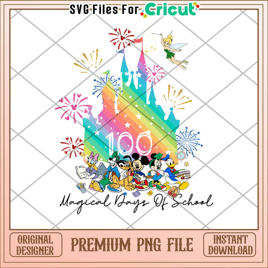 Disney cartoon 100 magical days of school png, school day png