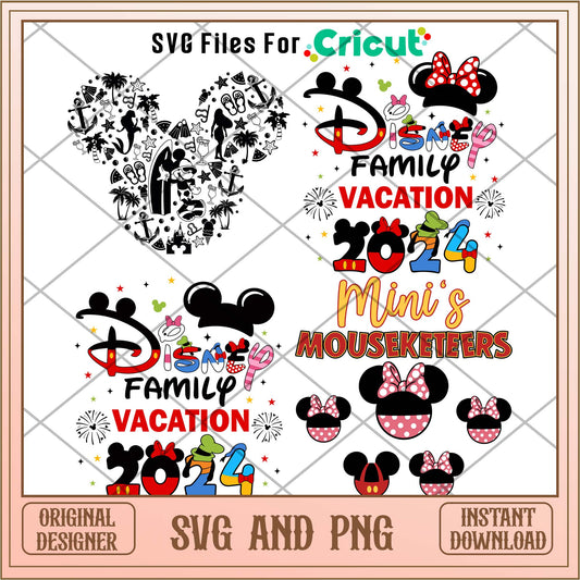 Disney cartoon family vacation 2024 svg bundle
