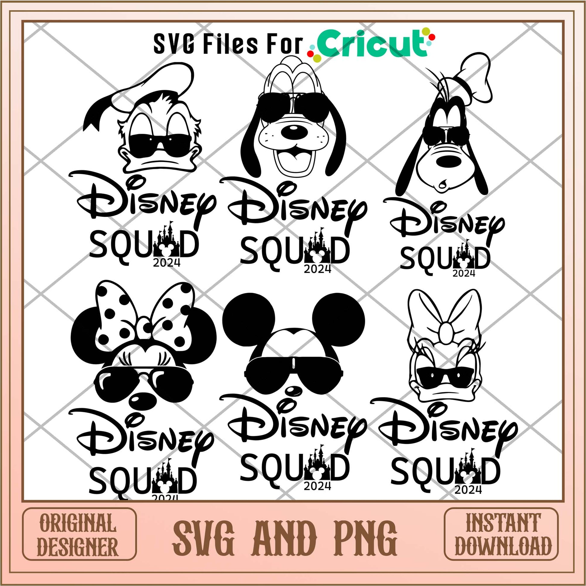 Disney squad black and white svg bundle