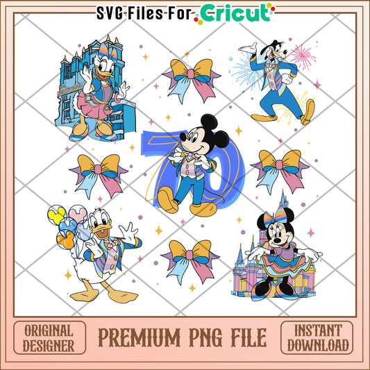 Disney celebrates its 70th anniversary design png, disneyland  anniversary png