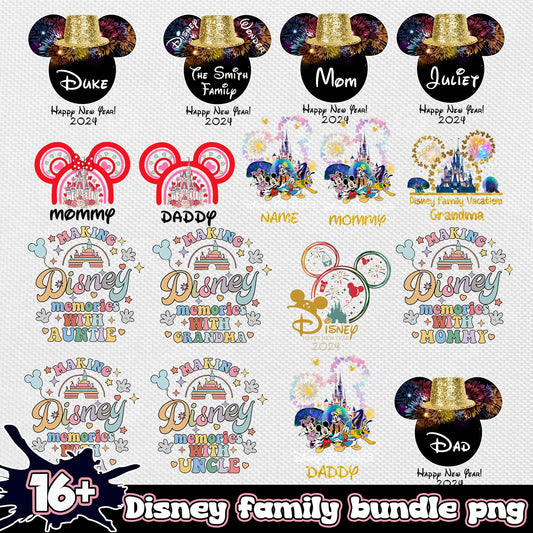 Happy new year 2024 design bundle png, mickey mouse head​ png