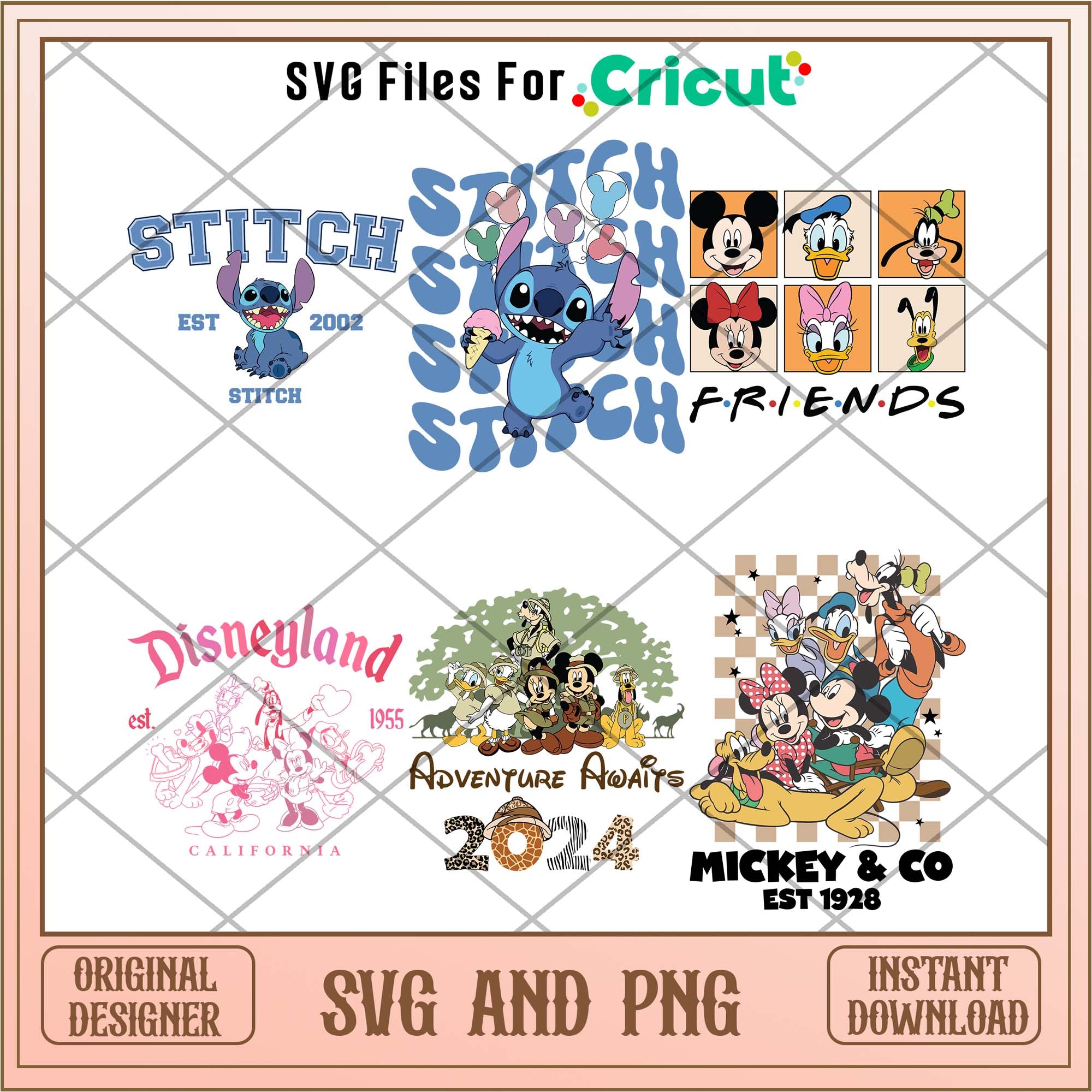 Disney colorful friends svg bundle – svg files for cricut