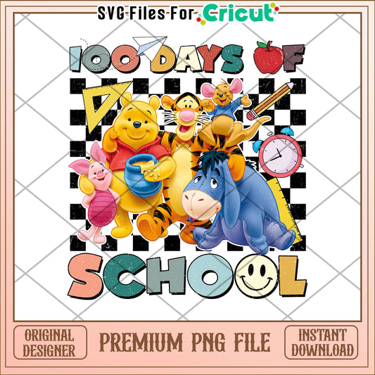 Disney friends 100 days of school smiley png, winnie the pooh png