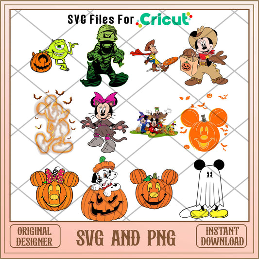 Disney Halloween cartoon characters svg bundle