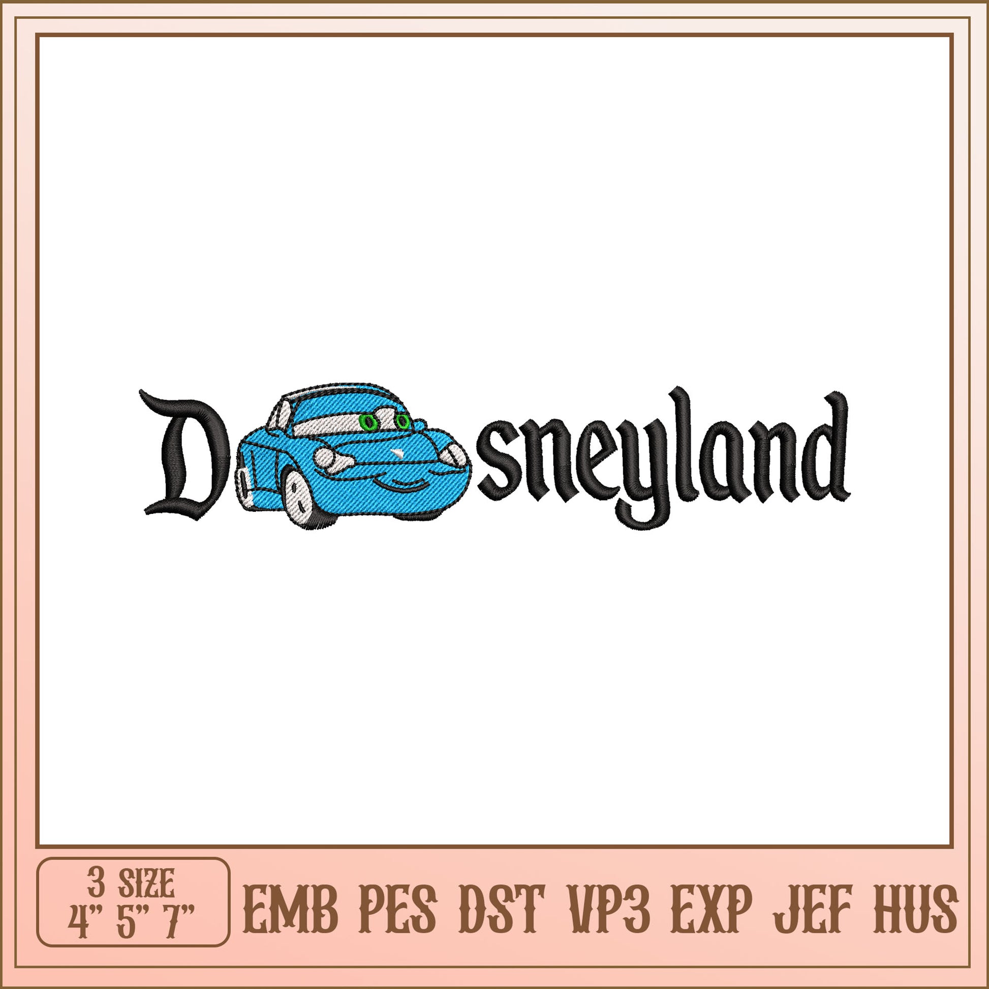 Disneyland Car Embroidery Design