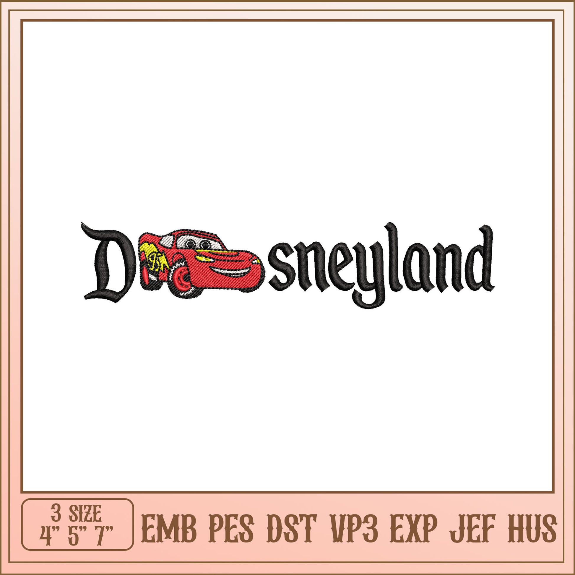 Disneyland Cars Embroidery Design