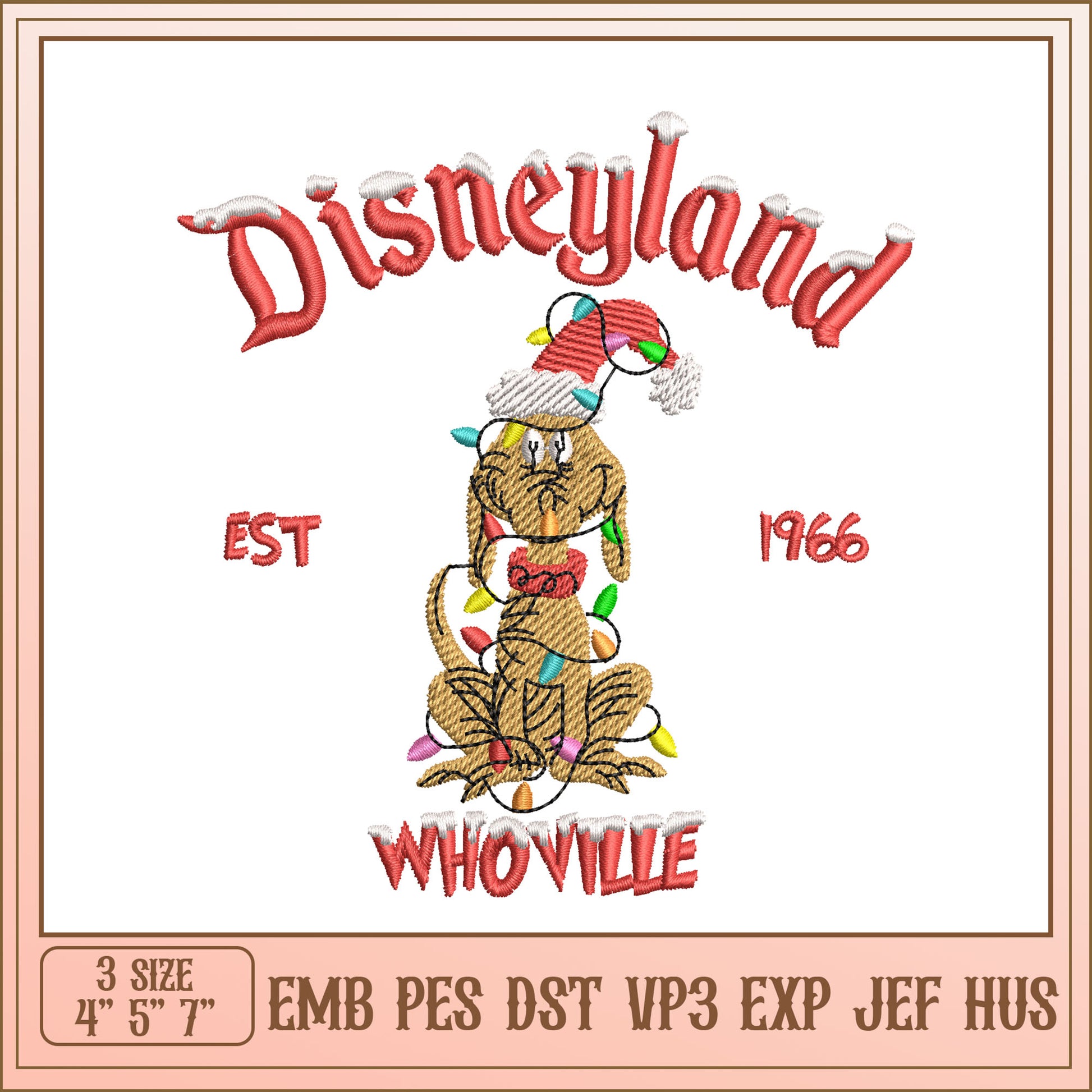 Disneyland Christmas Dog Embroidery