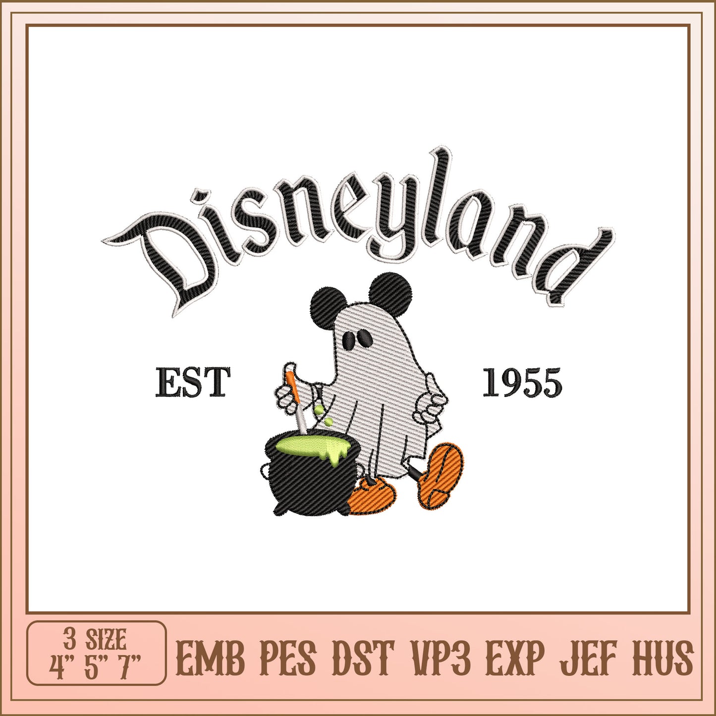 Disneyland Ghost Embroidery Design