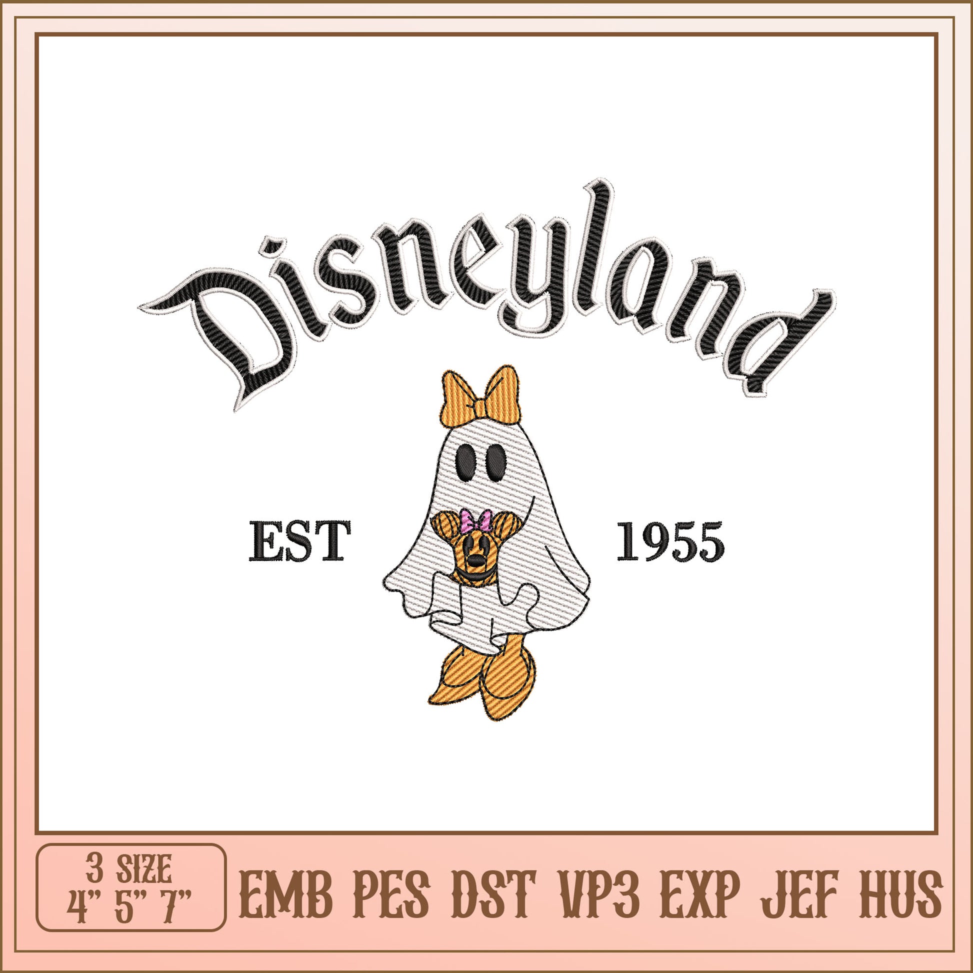 Disneyland Ghost Embroidery Design Vintage Style 1955 3 Sizes