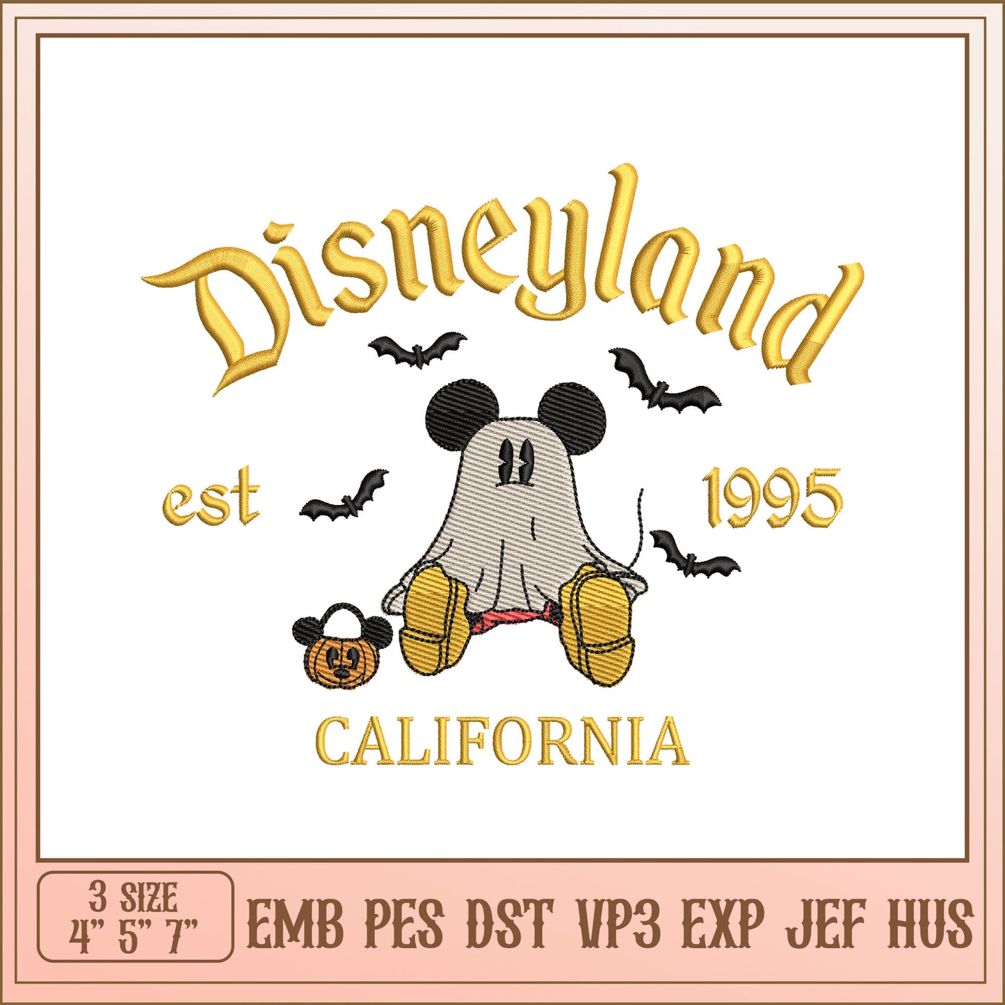Disneyland Ghost Mickey Embroidery