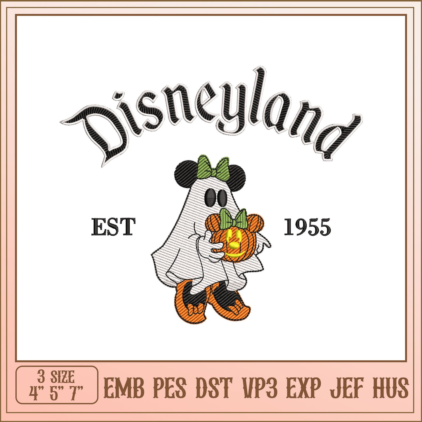 Disneyland Halloween Ghost Minnie Embroidery
