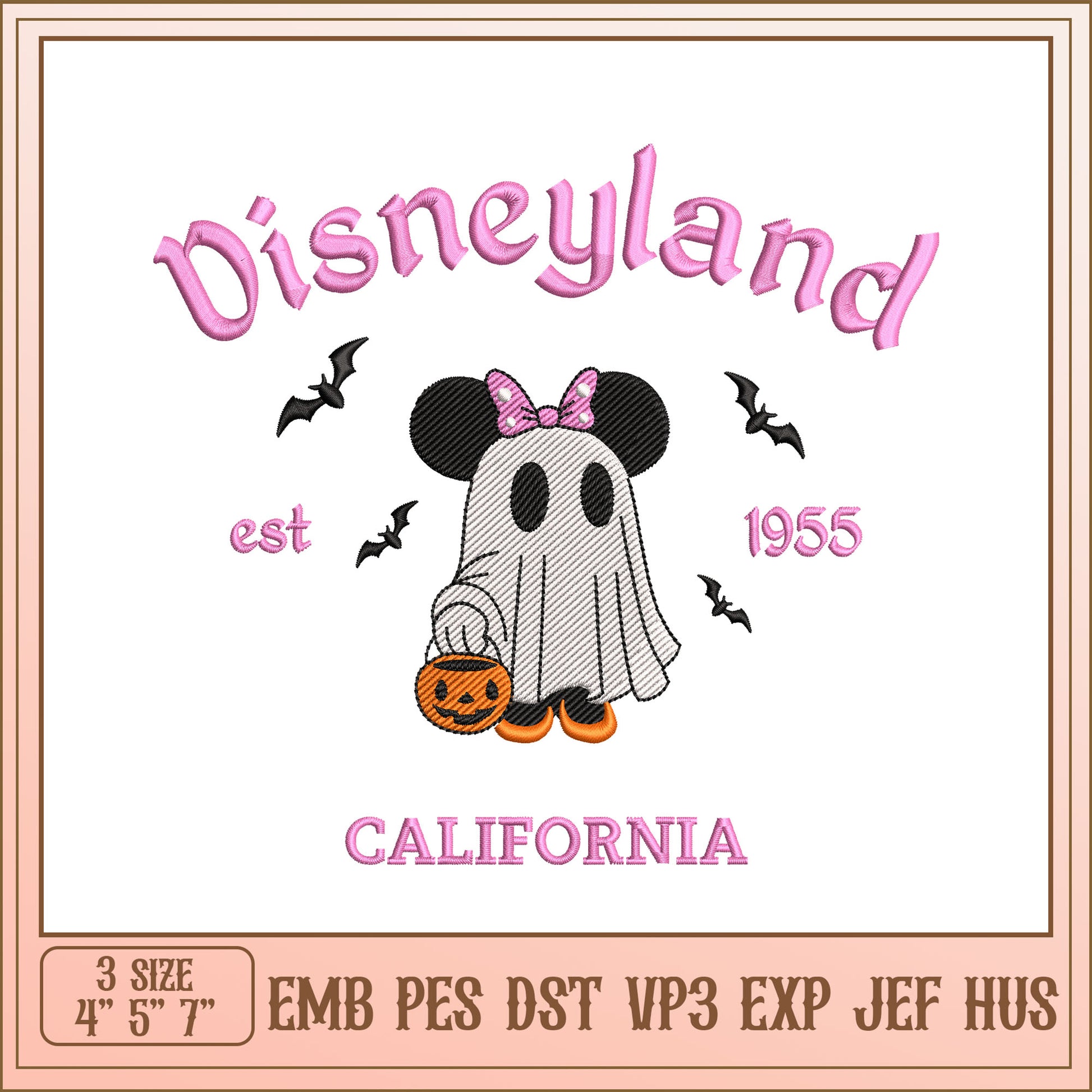 Disneyland Halloween Ghost Minnie Embroidery Design