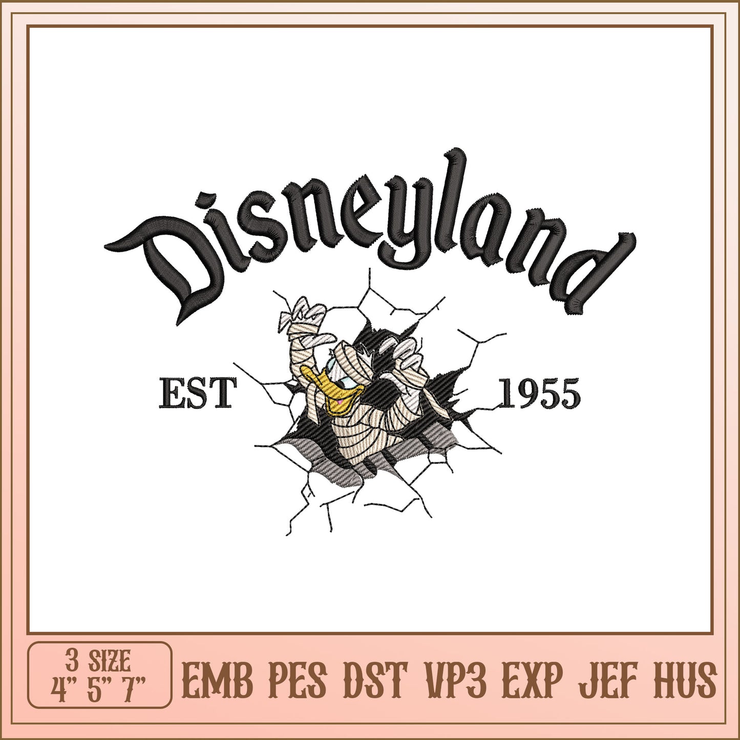 Disneyland Mummy Donald Embroidery Design