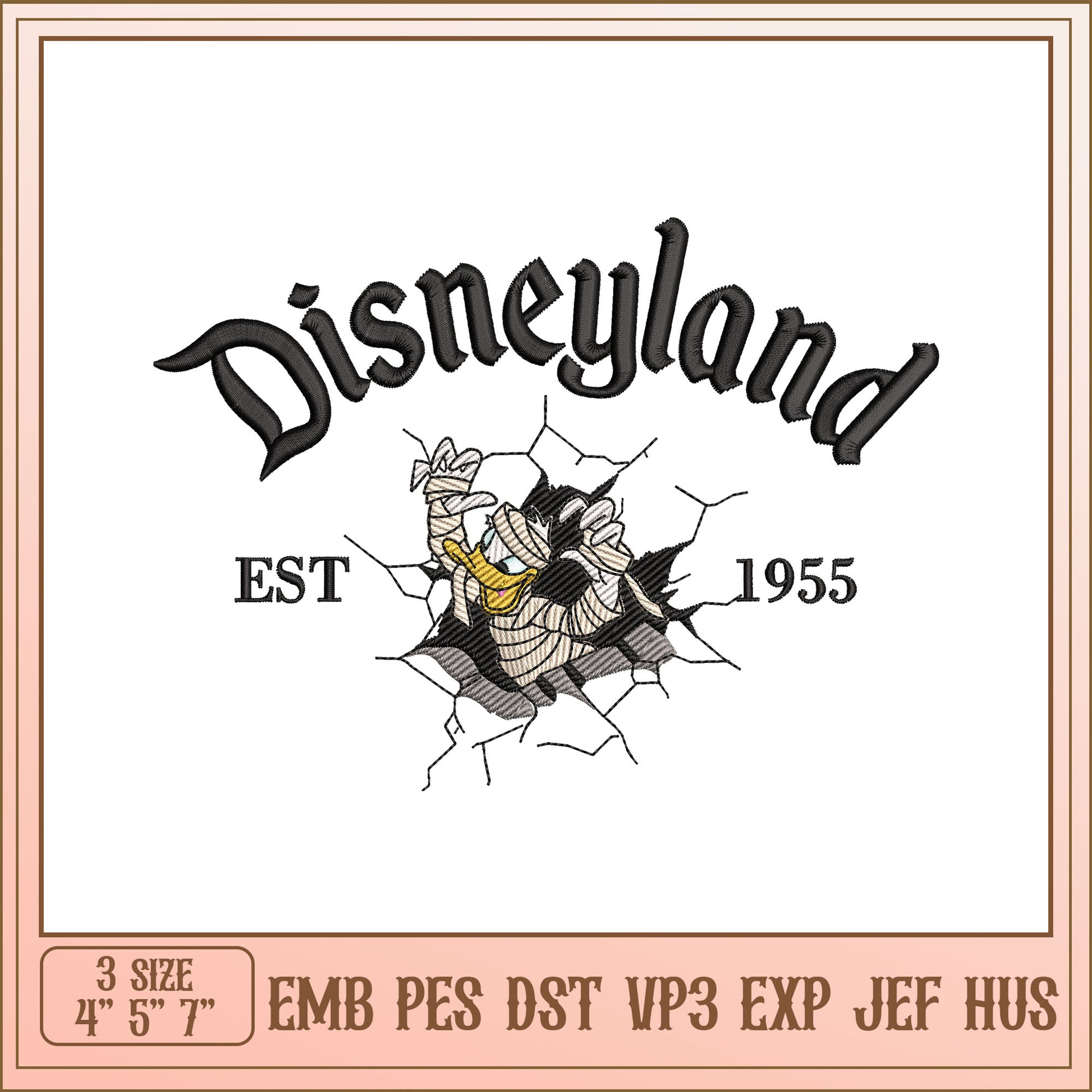Disneyland Mummy Donald Embroidery Design