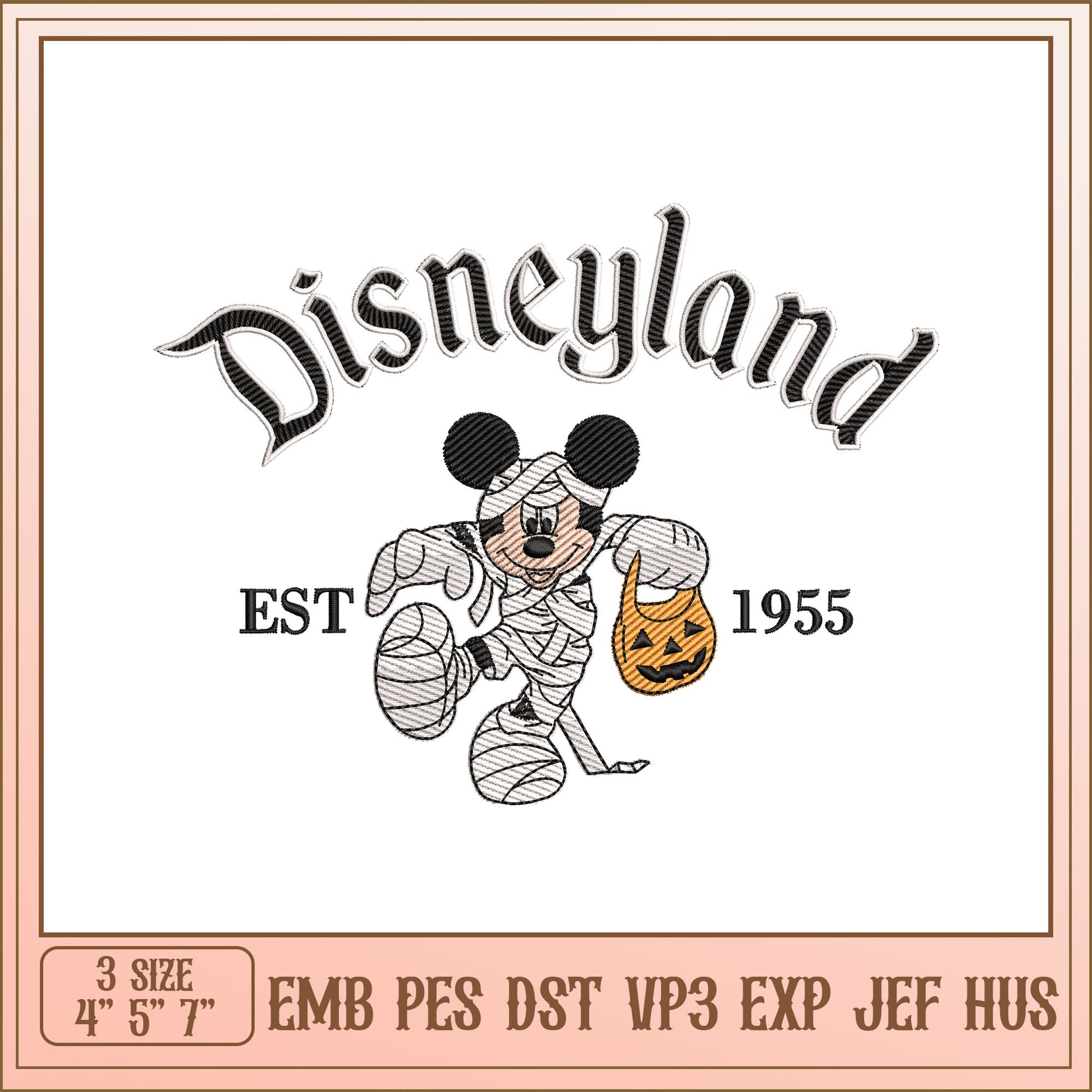 Disneyland Mummy Mickey Embroidery Design