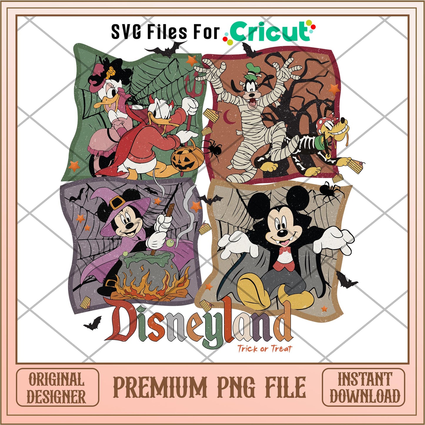 Disneyland Trick or Treat Vintage Mickey and Friends png, Disney characters png, Digital Download