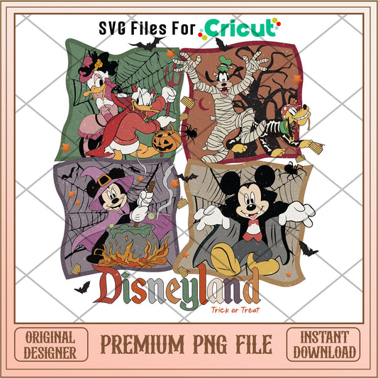 Disneyland Trick or Treat Vintage Mickey and Friends png, Disney characters png, Digital Download