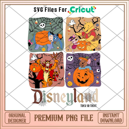 Disneyland Trick or Treat png, Winnie The Pooh characters png, Digital Download