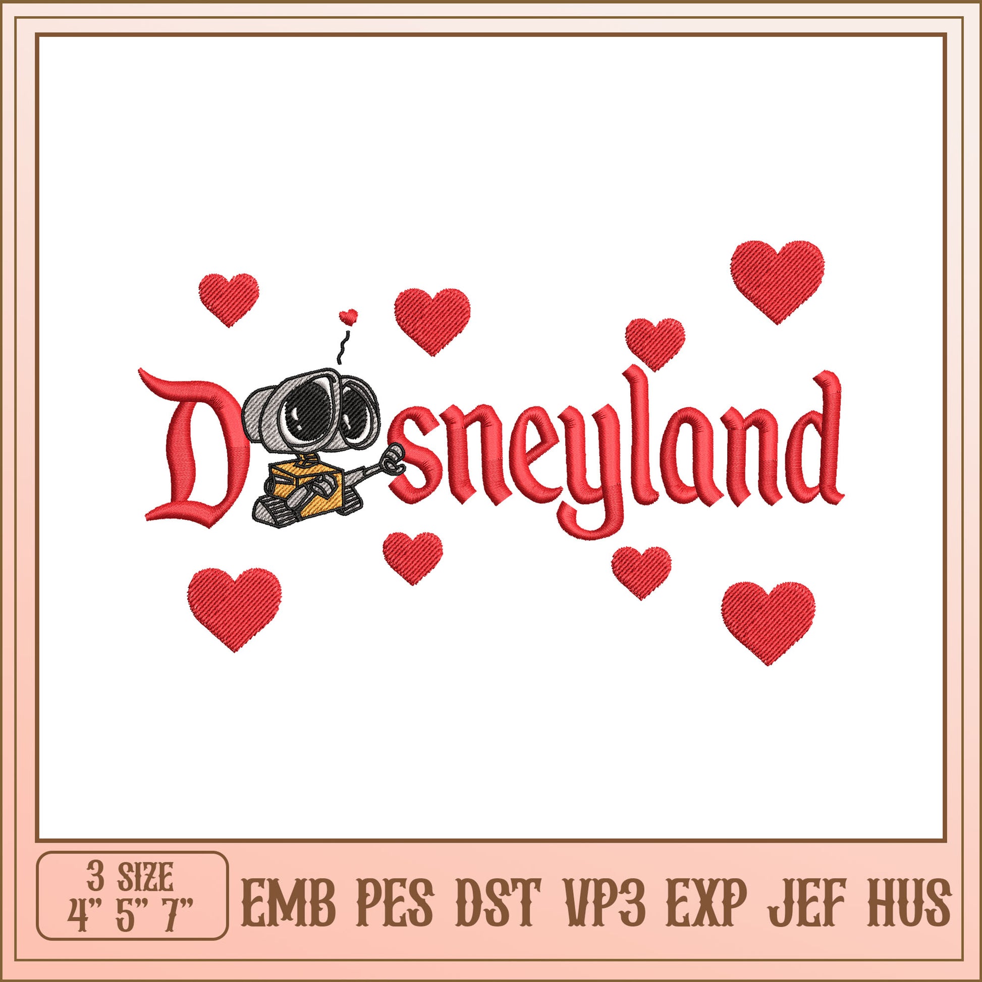 Disneyland WallE Embroidery Design