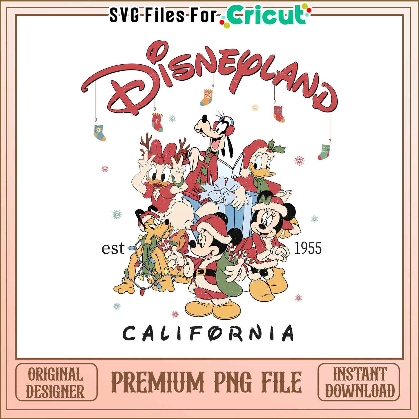 Disneyland christmas png, disney christmas stockings png, disney movie png