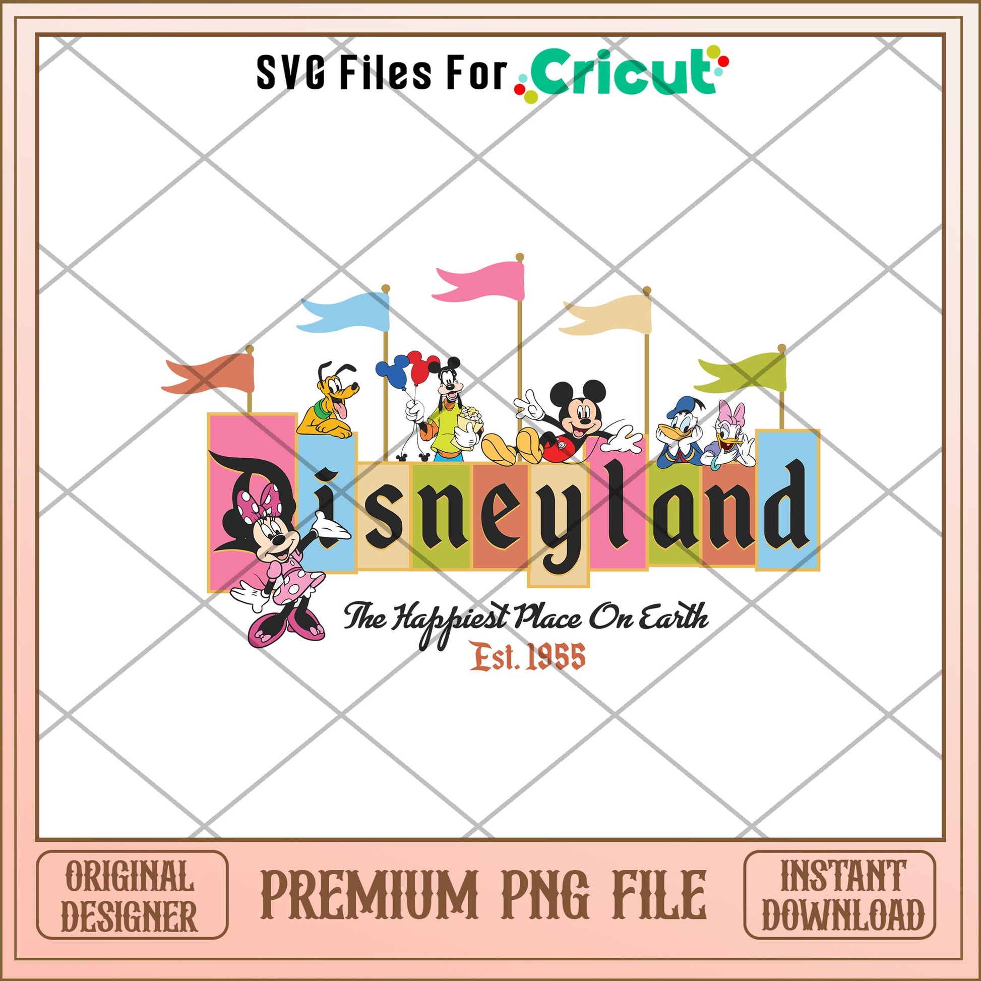 Disneyland mickey and friends The Happiest Place On Earth Est 1955 Png,  Disney characters png, Digital Download