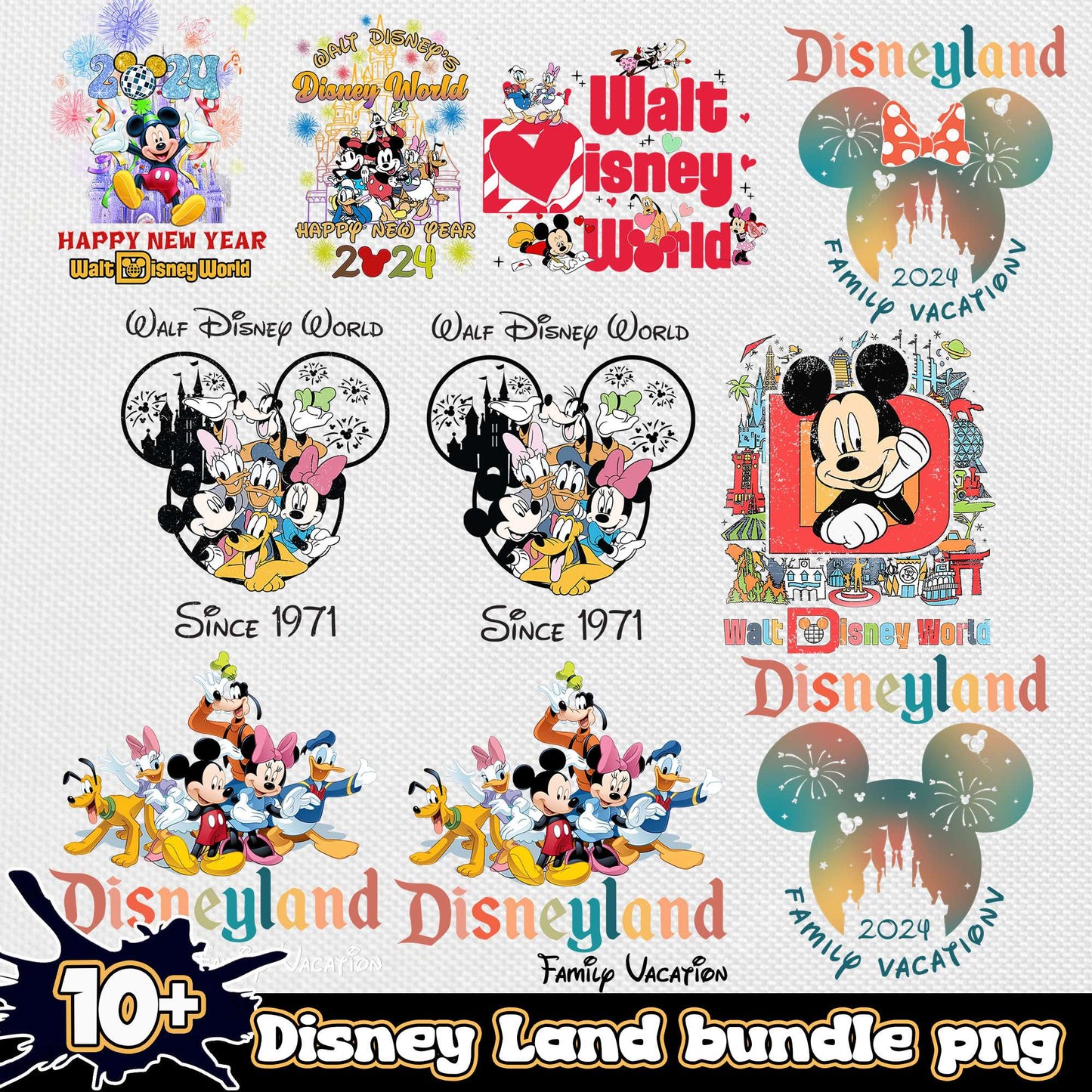 Walt disney world bundle png, disney mickey mouse and friends​ png