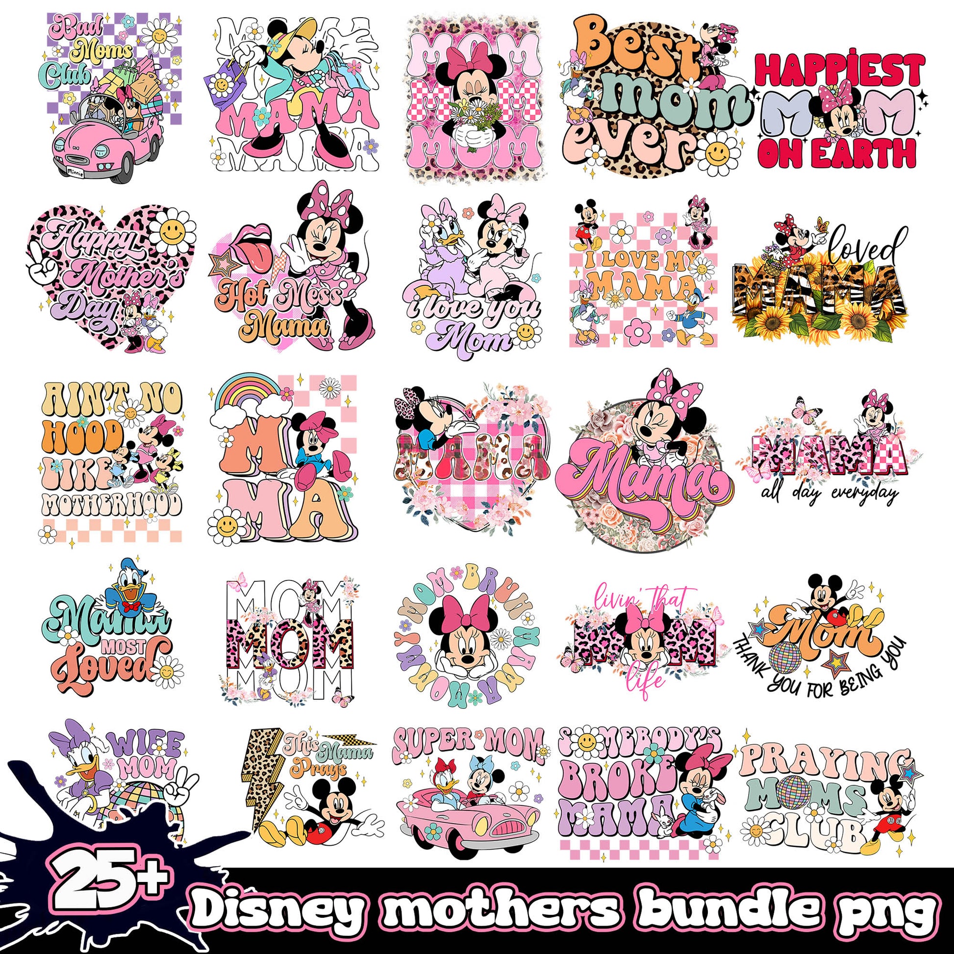 Minnie happy mother's day bundle png, minnie mama​​ png
