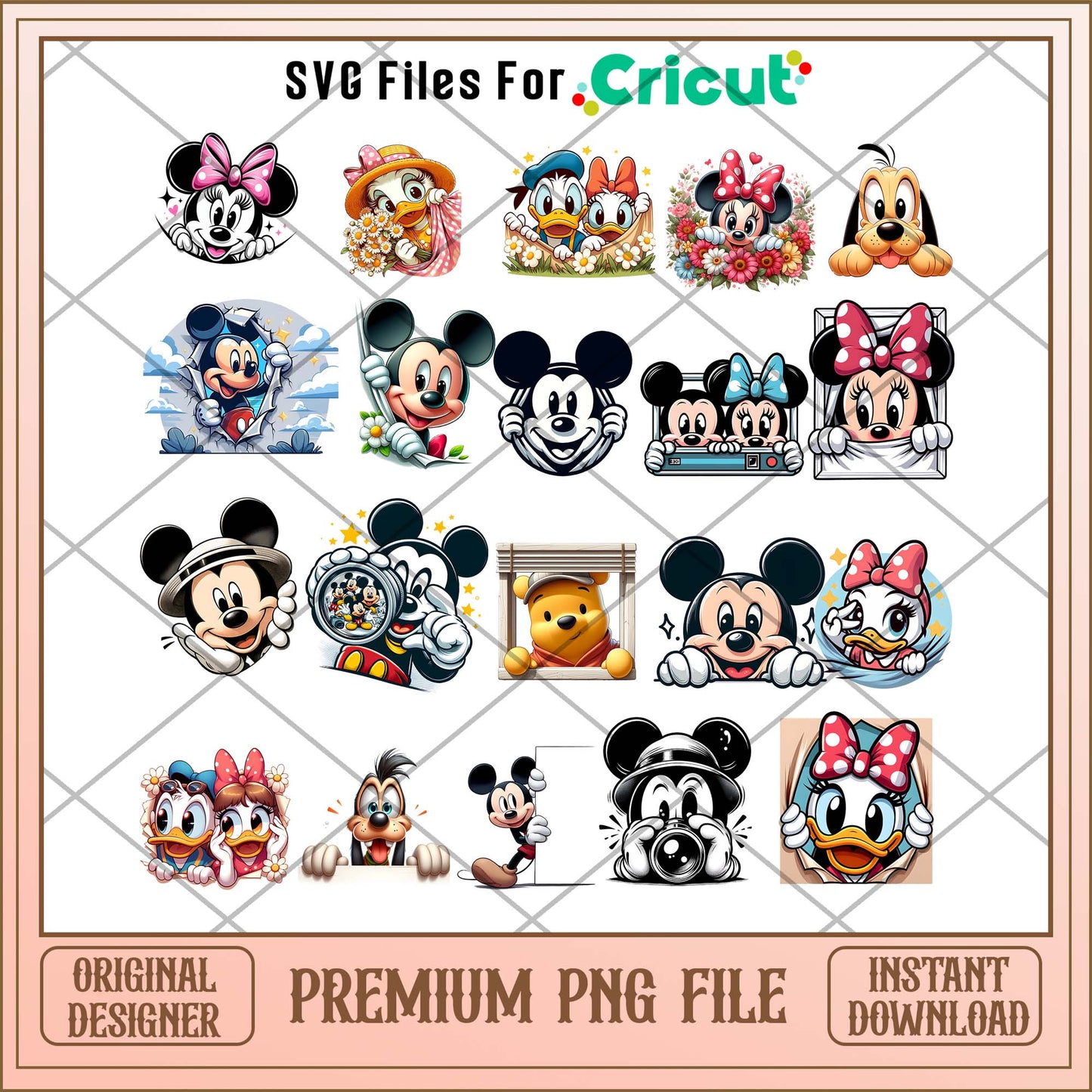 Disney Chibi png bundle, Disney peeking bundle, Disney cute art png