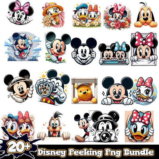 Disney characters peeking bundle png, disney character​ png